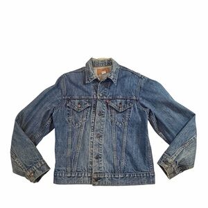 VTG Men's Levi's 1970s Type 3 Distressed Denim Small e USA Trucker Jacket Sz 40